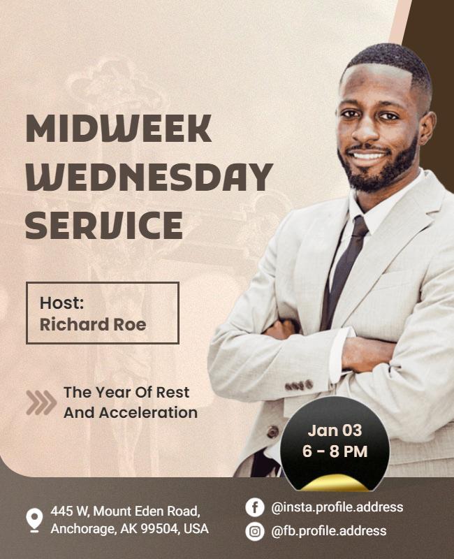 Modern Beige Midweek Wednesday Service Announcement Poster Template