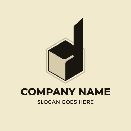 Modern Black and Beige D Letter Design for Branding Logo Template