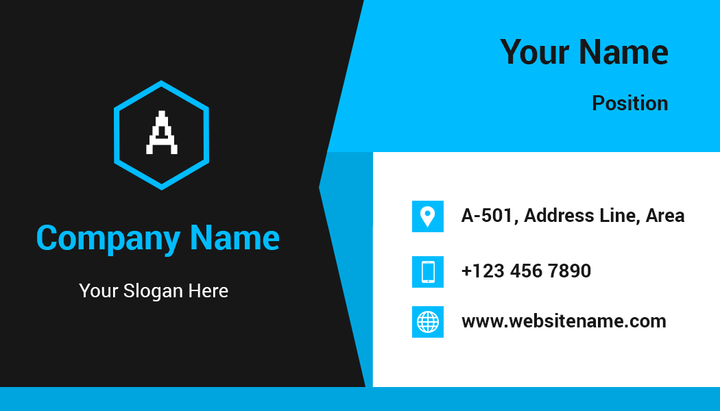 Modern Black and Blue Corporate Visiting Card Template