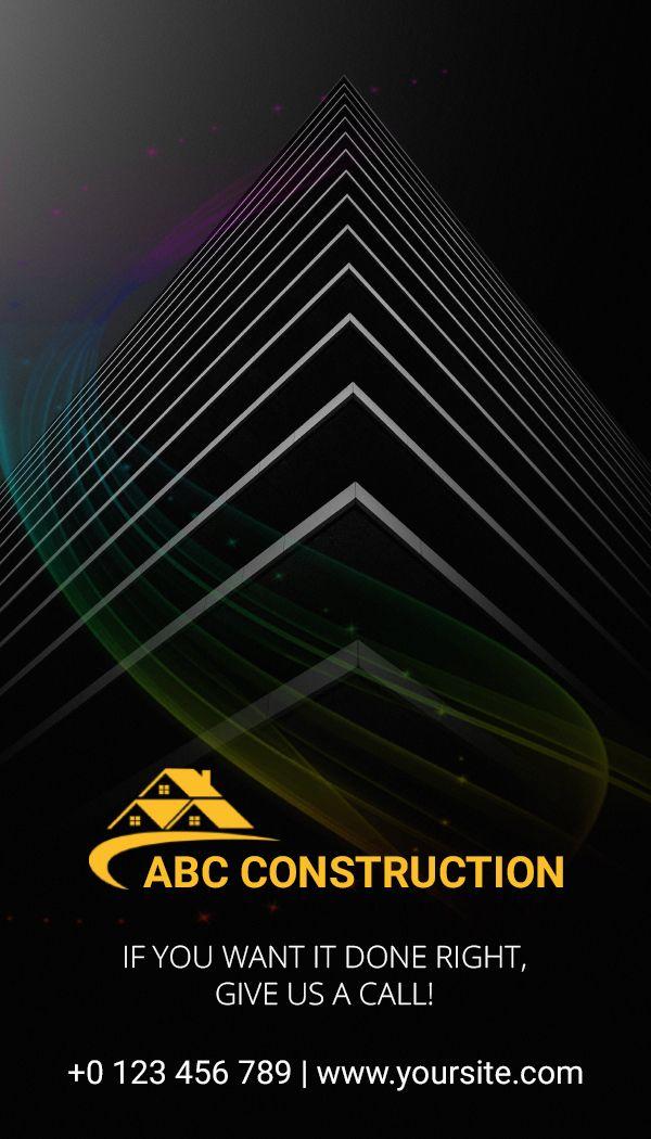 Modern Black and Gold Construction Company Business Card Template