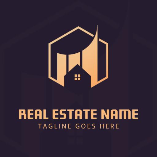 Modern Black and Gold Real Estate Home Design Logo Template