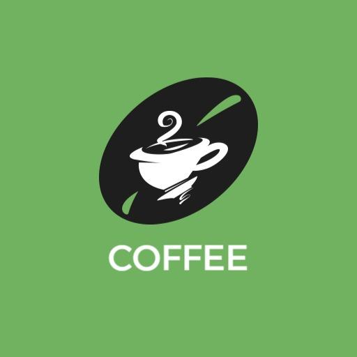 Modern Black and Green Coffee Cup Design Featuring Steam Logo Template