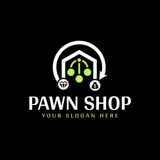 Modern Black and Green Design for Reliable Pawn Shop Logo Template
