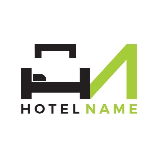 Modern Black and Green Hotel Design for Luxury Stays Logo Template
