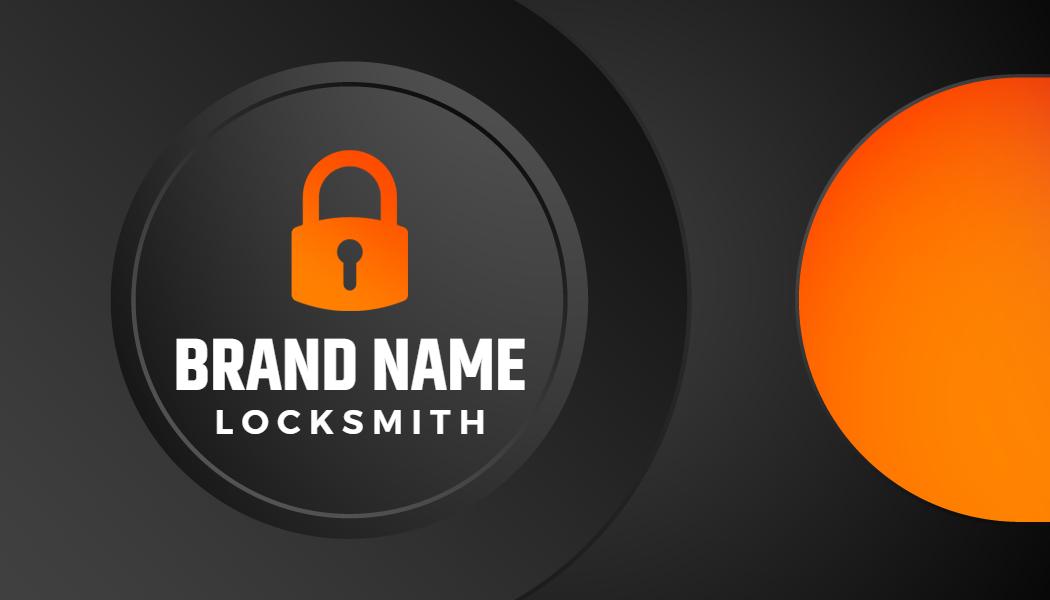 Modern Black and Orange Locksmith Security Business Card Template