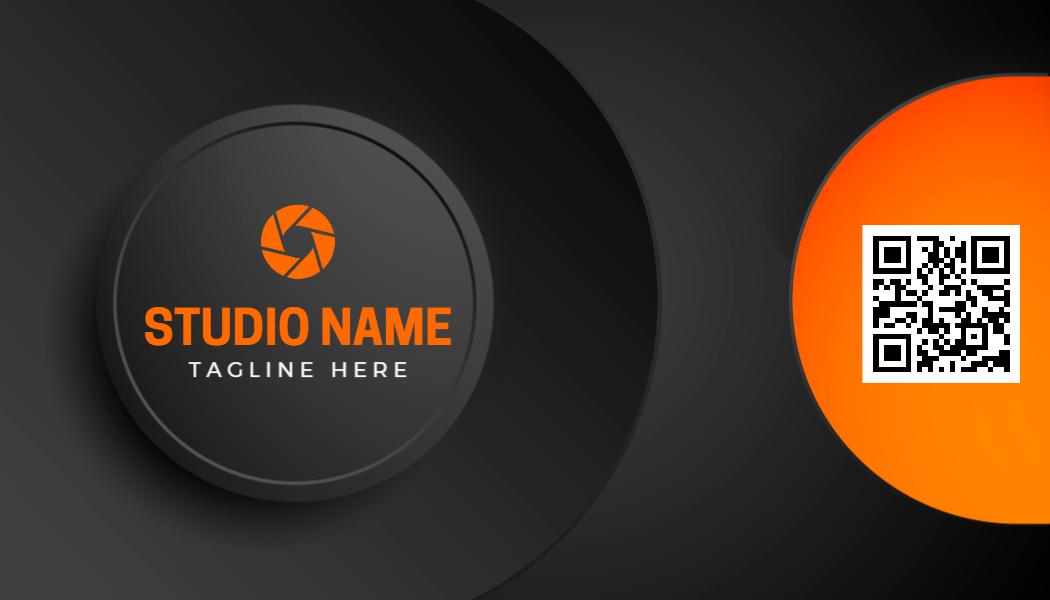 Modern Black and Orange Photography Studio Business Card Template