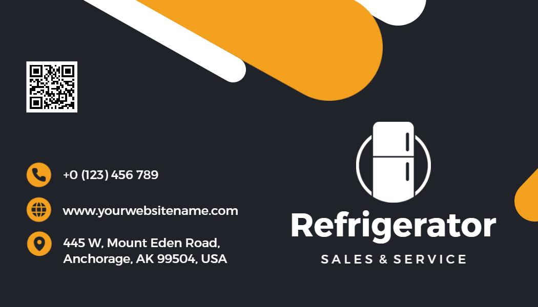 Modern Black and Orange Refrigerator Sales Visiting Card Template