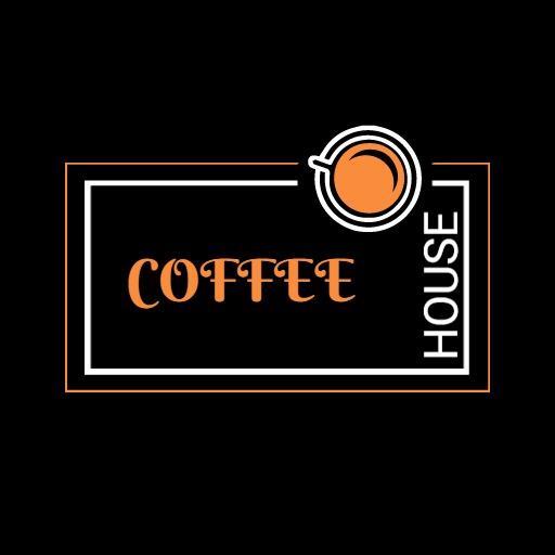 Modern Black and Orange Typography Design for Coffee House Logo Template