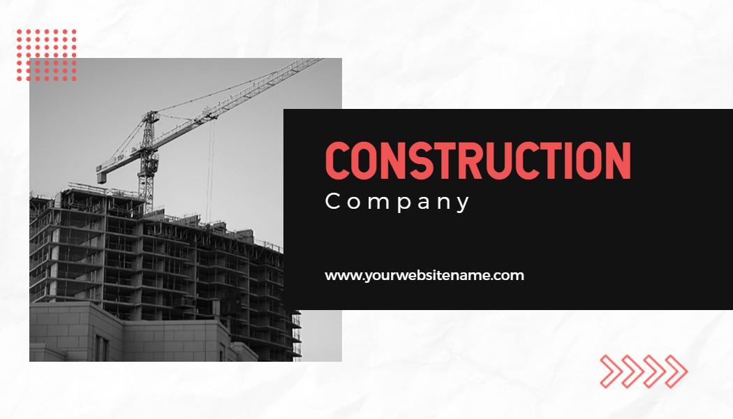 Modern Black and Red Construction Company Business Card Template