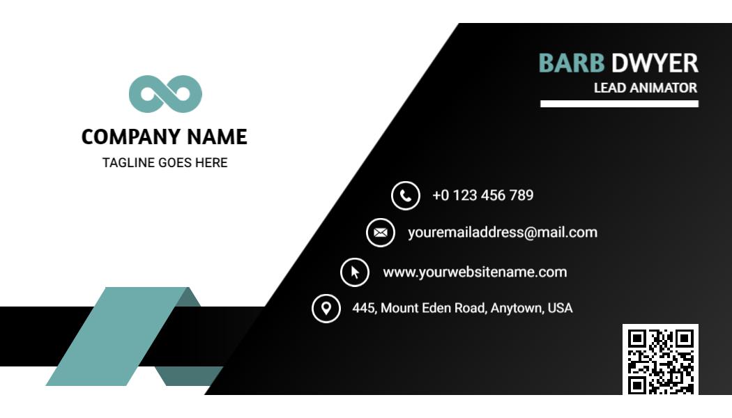 Modern Black and Teal Company Business Card Template