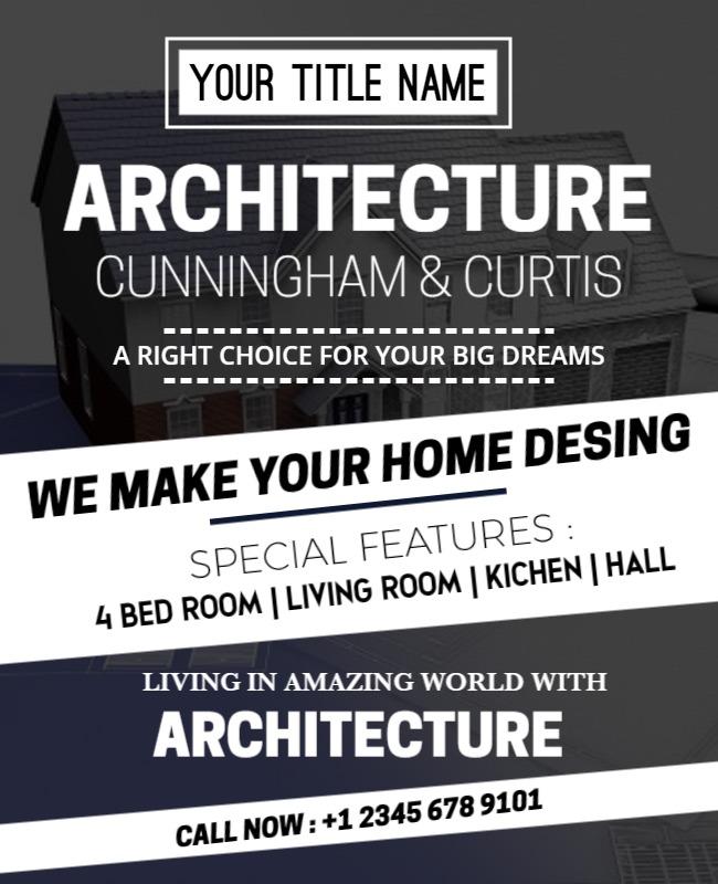 Modern Black and White Architecture Home Design Poster Template