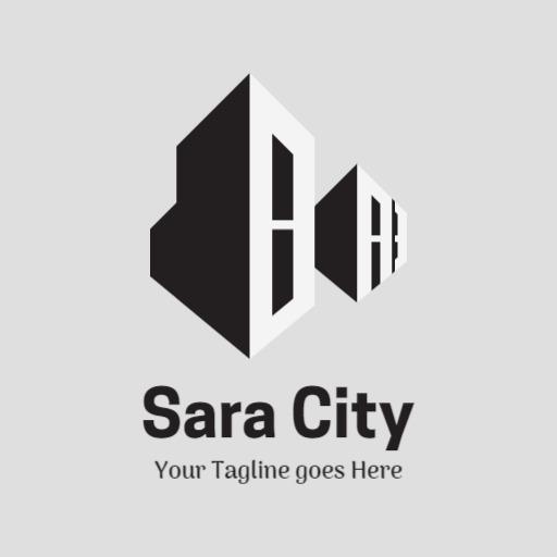 Modern Black and White City Skyline Design Logo Template