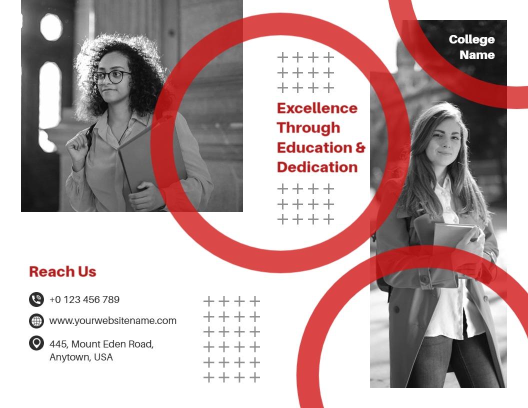 Modern Black and White College Education Excellence Brochure Template