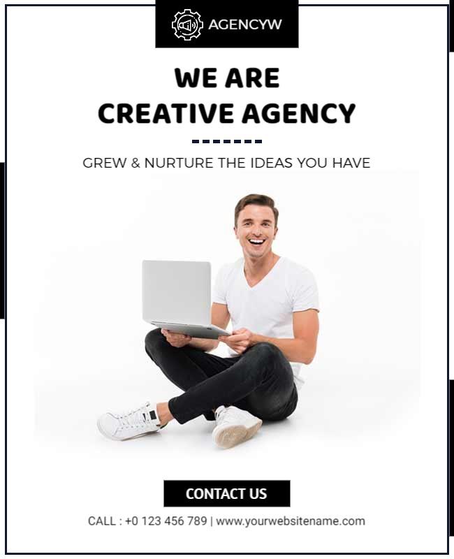 Modern Black and White Creative Agency Services Poster Template