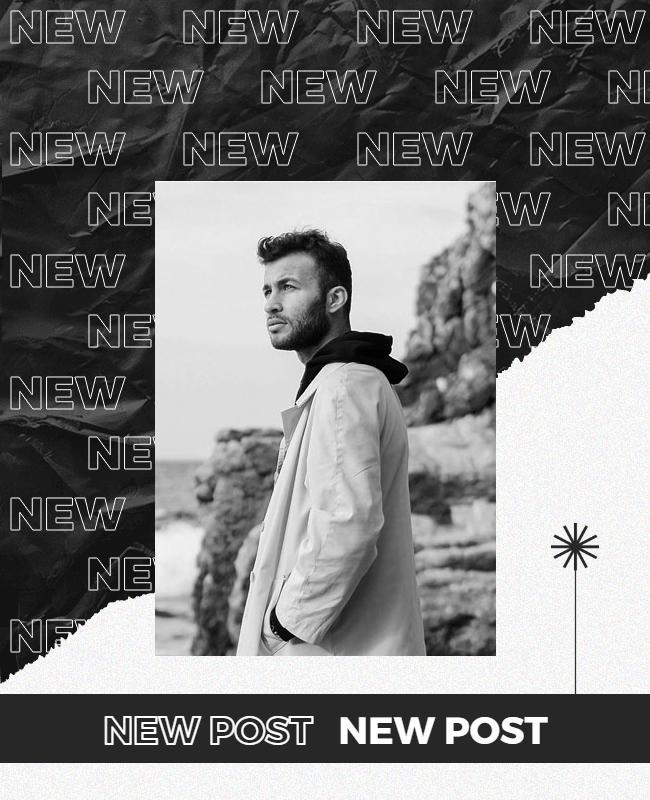 Modern Black and White Fashion Portrait Post Poster Template
