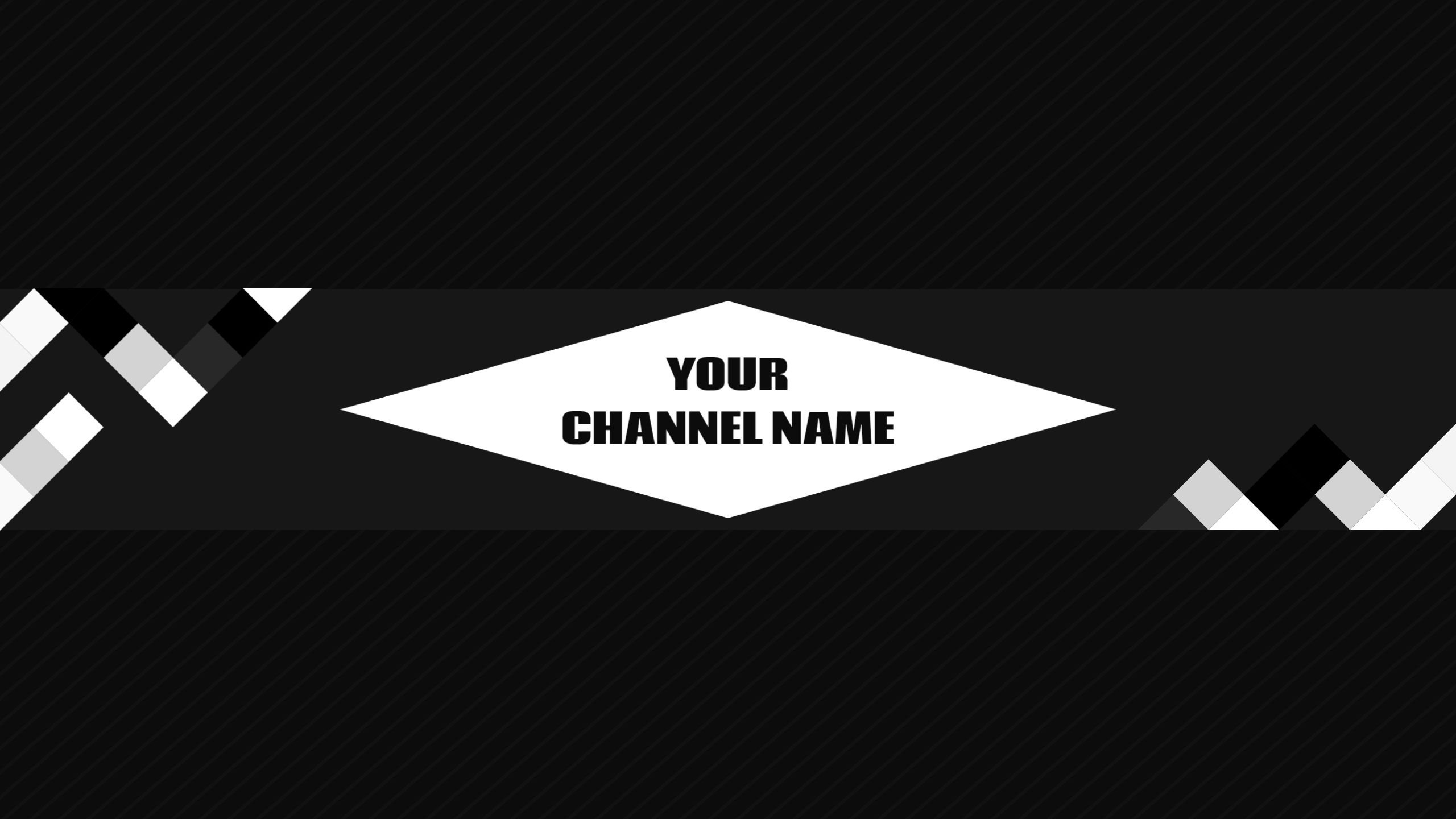 Modern Black and White Geometric Design YouTube Banner Template