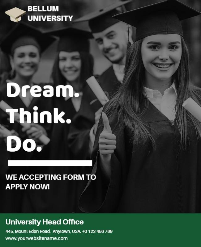 Modern Black and White Graduation Application Poster Template