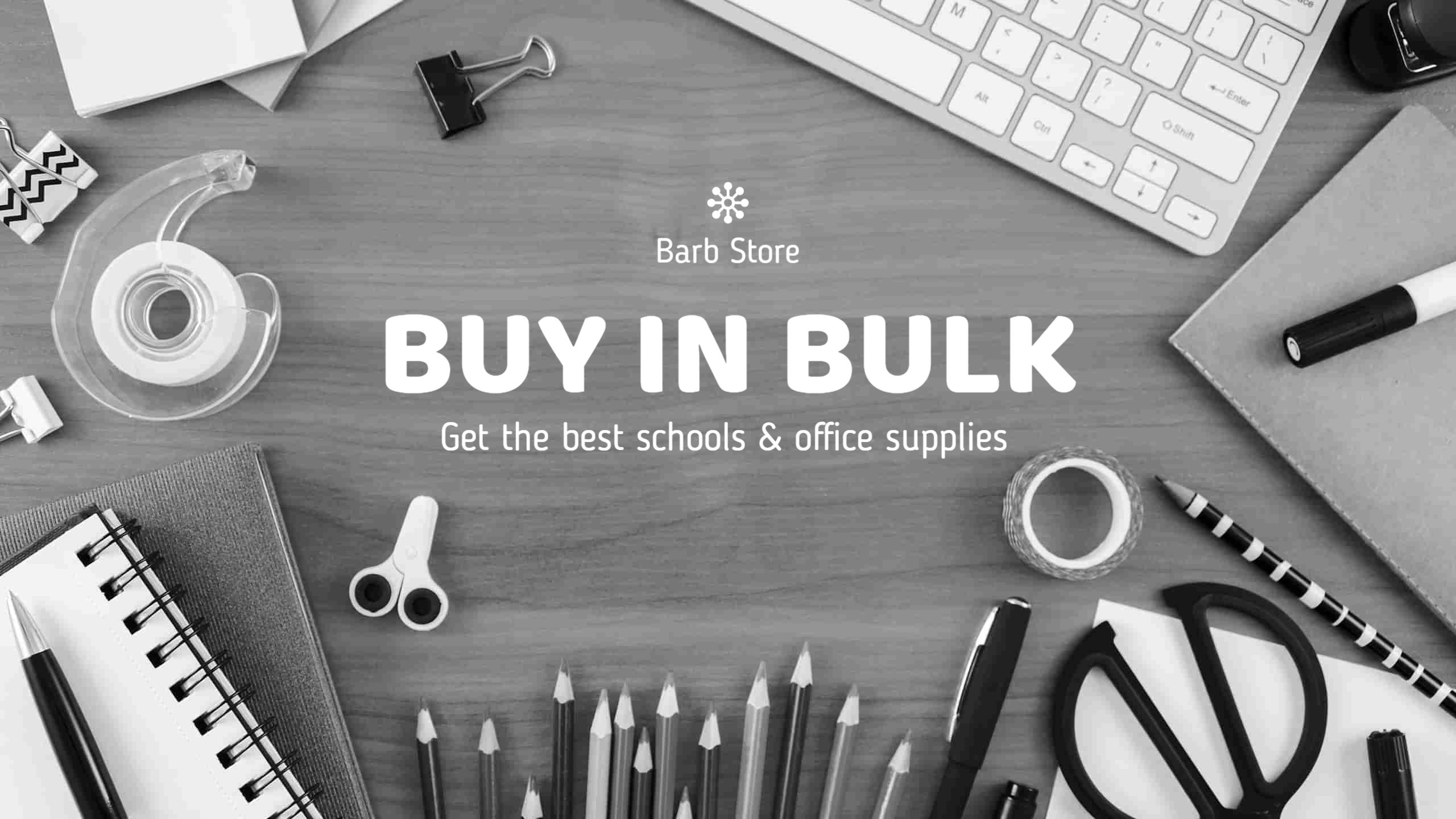 Modern Black and White Office Supplies Promotional Advertising Banner Template