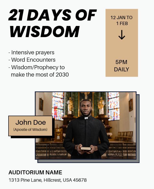 Modern Black and White Spiritual Wisdom Event Poster Template