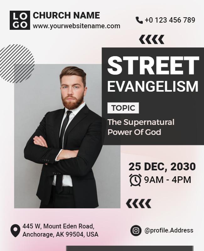 Modern Black and White Street Evangelism Event Poster Template