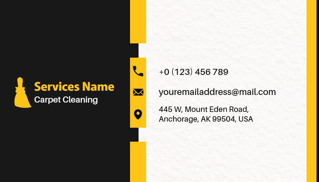 Modern Black and Yellow Carpet Cleaning Services Business Card Template