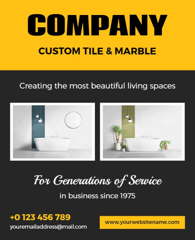 Modern Black and Yellow Custom Tile Marble Business Poster Template
