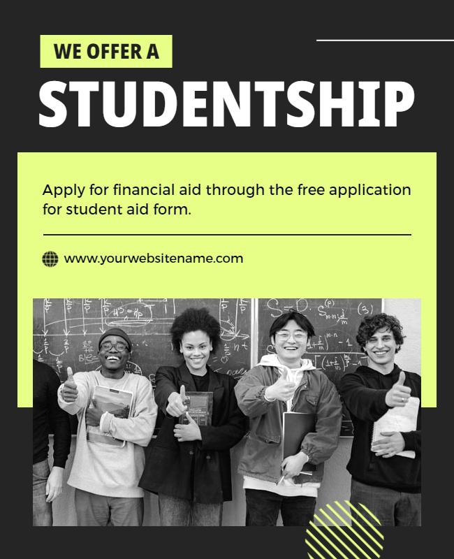 Modern Black and Yellow Student Scholarship Opportunity Poster Template