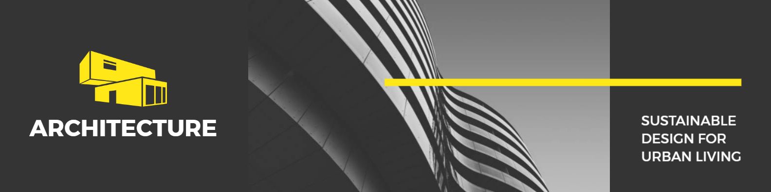 Modern Black and Yellow Urban Architecture Design LinkedIn Banner Template
