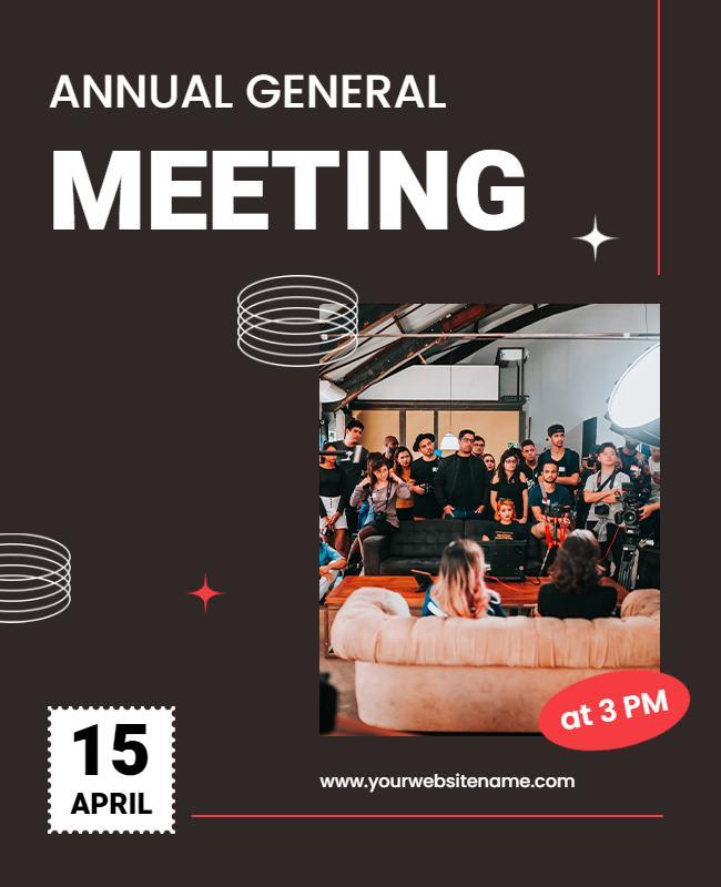 Modern Black Annual General Meeting Invitation Poster Template