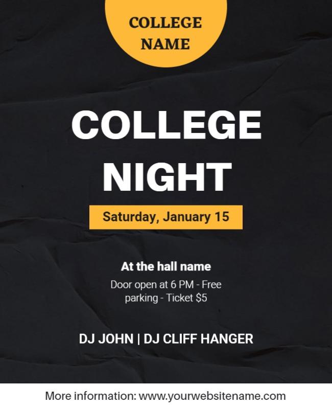 Modern Black College Night Party Event Poster Template