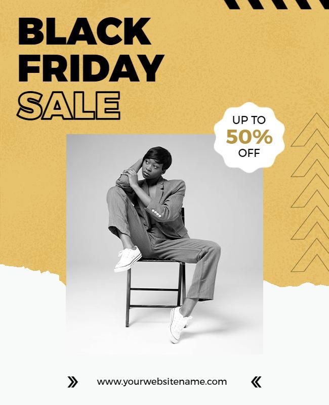 Modern Black Friday Sale with Bold Yellow Accents Poster Template