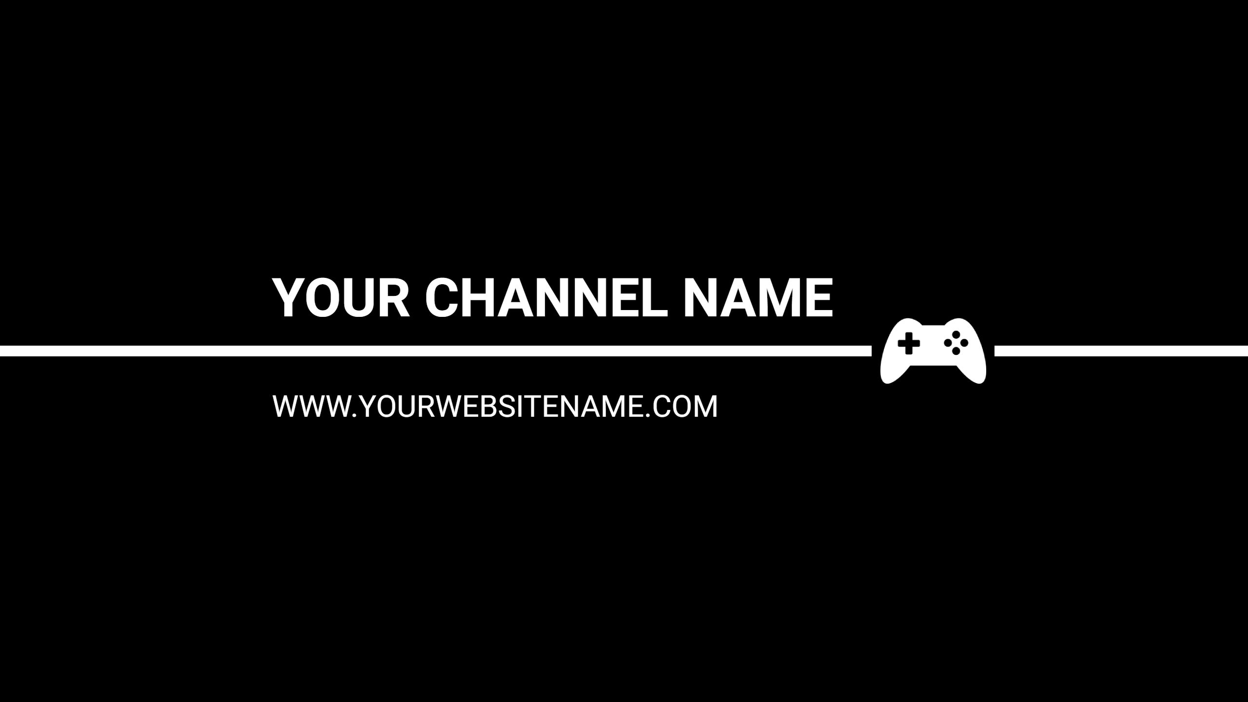 Modern Black Gaming YouTube Channel Name Banner Template