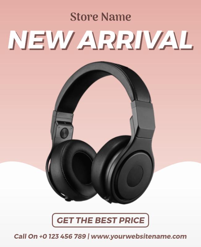 Modern Black Headphones Promotional Discount Poster Template