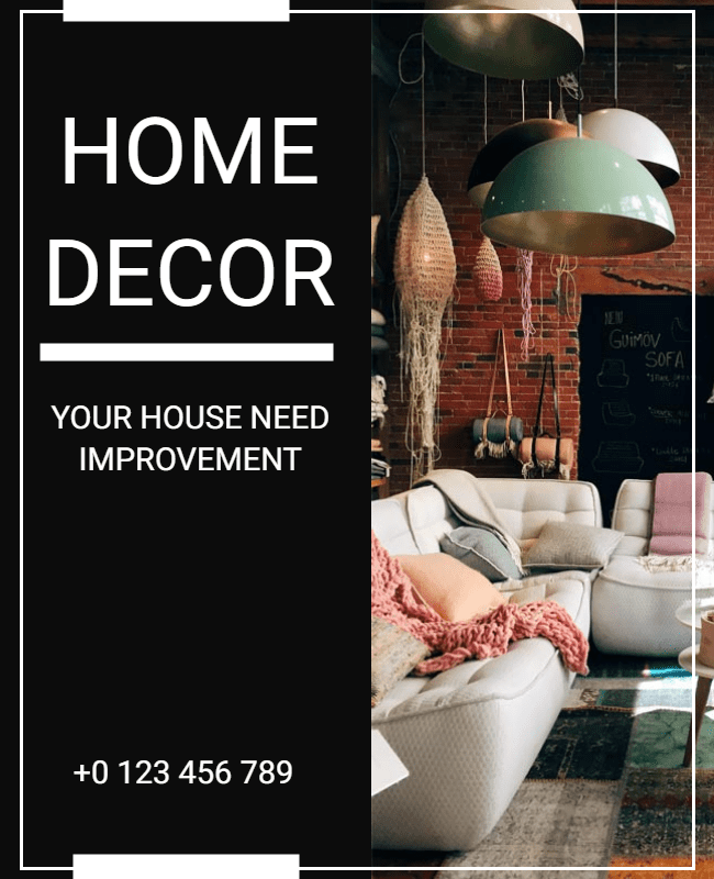 Modern Black Home Decor Improvement Living Space Poster Template