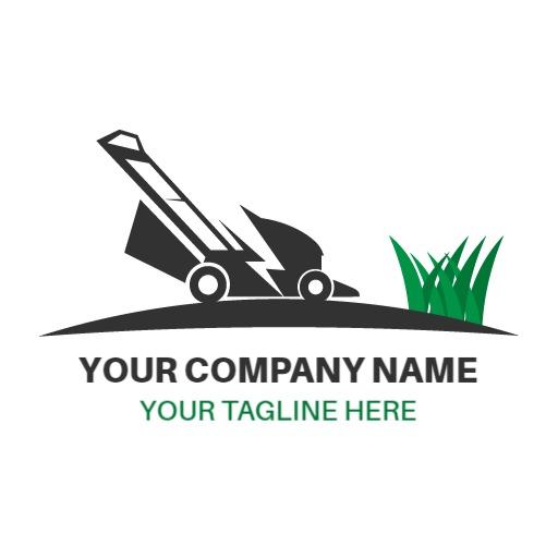 Modern Black Lawn Mower with Lush Green Grass Logo Template