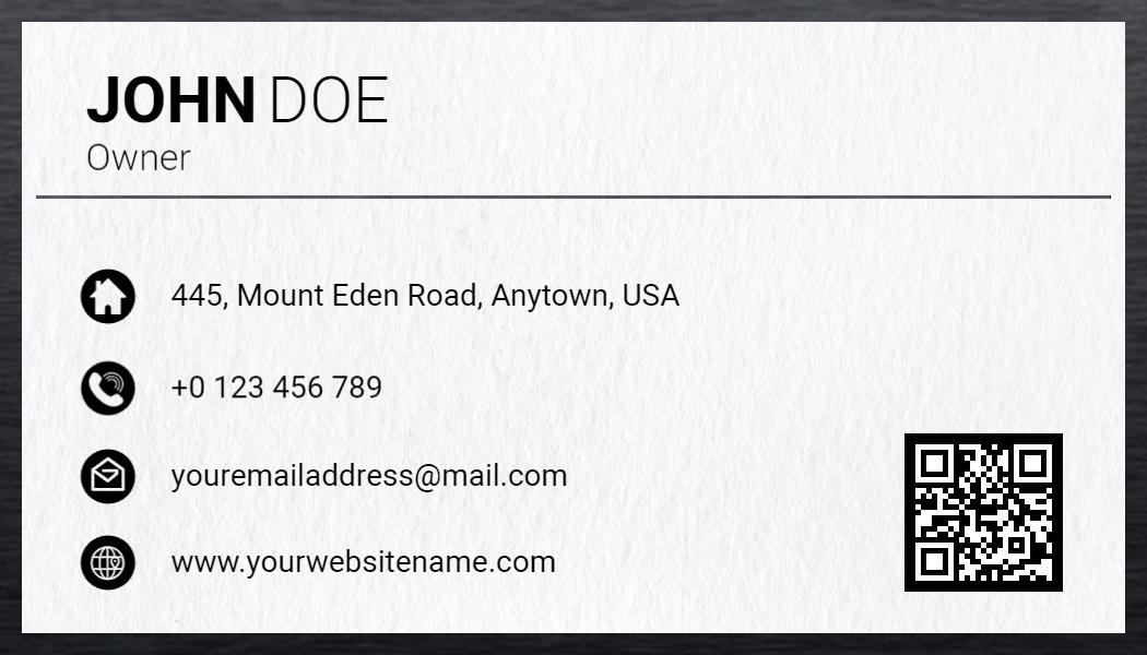 Modern Black Minimalist QR Code Enabled Business Card Template