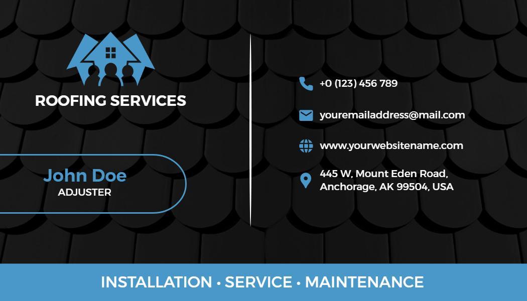 Modern Black Roofing Services Visiting Card Template