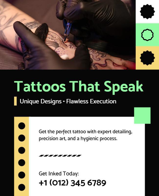 Modern Black Tattoo Art Design Promotion Poster Template