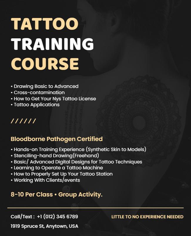 Modern Black Tattoo Training Course Announcement Poster Template