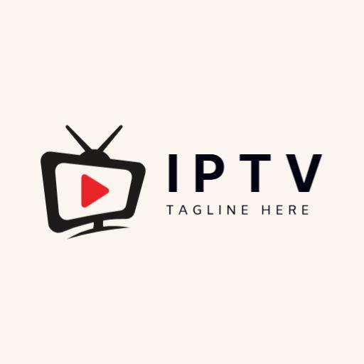 Modern Black Television Displaying IPTV Streaming Content Logo Template