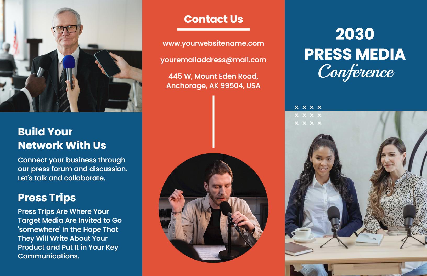 Modern Blue 2030 Press Media Networking Conference Brochure Template