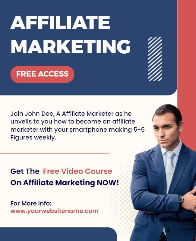 Modern Blue Affiliate Marketing Video Course Poster Template