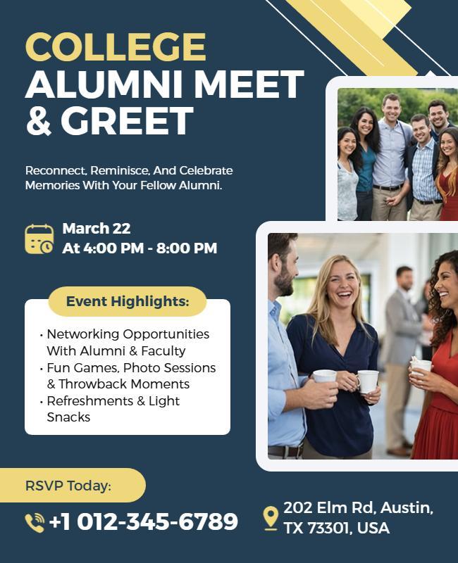 Modern Blue Alumni Networking Gathering Event Flyer Template