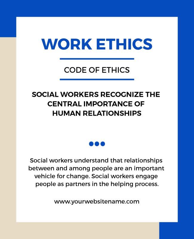 Modern Blue and Beige Social Work Ethics Code Poster Template