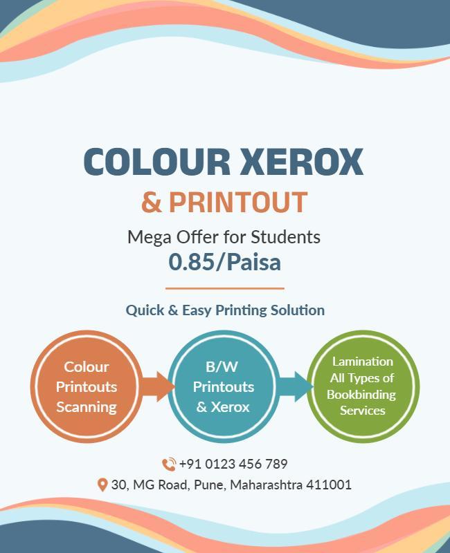 Modern Blue and Coral Printing Services Offer Poster Template