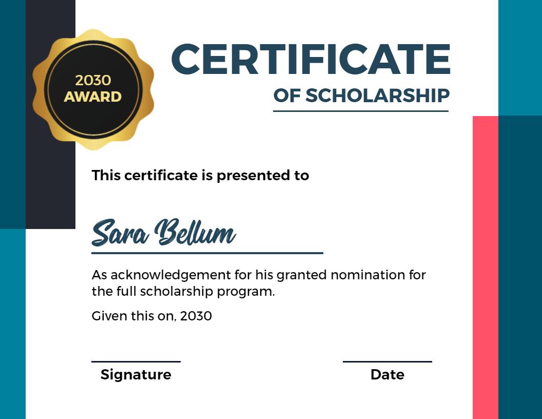 Modern Blue and Gold Scholarship Award Certificate Template