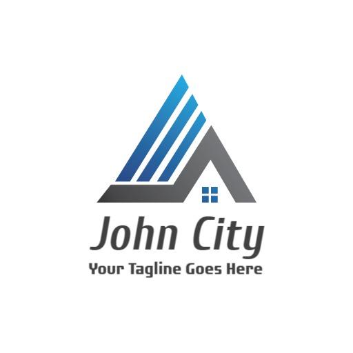 Modern Blue and Gray Architectural City Logo Template