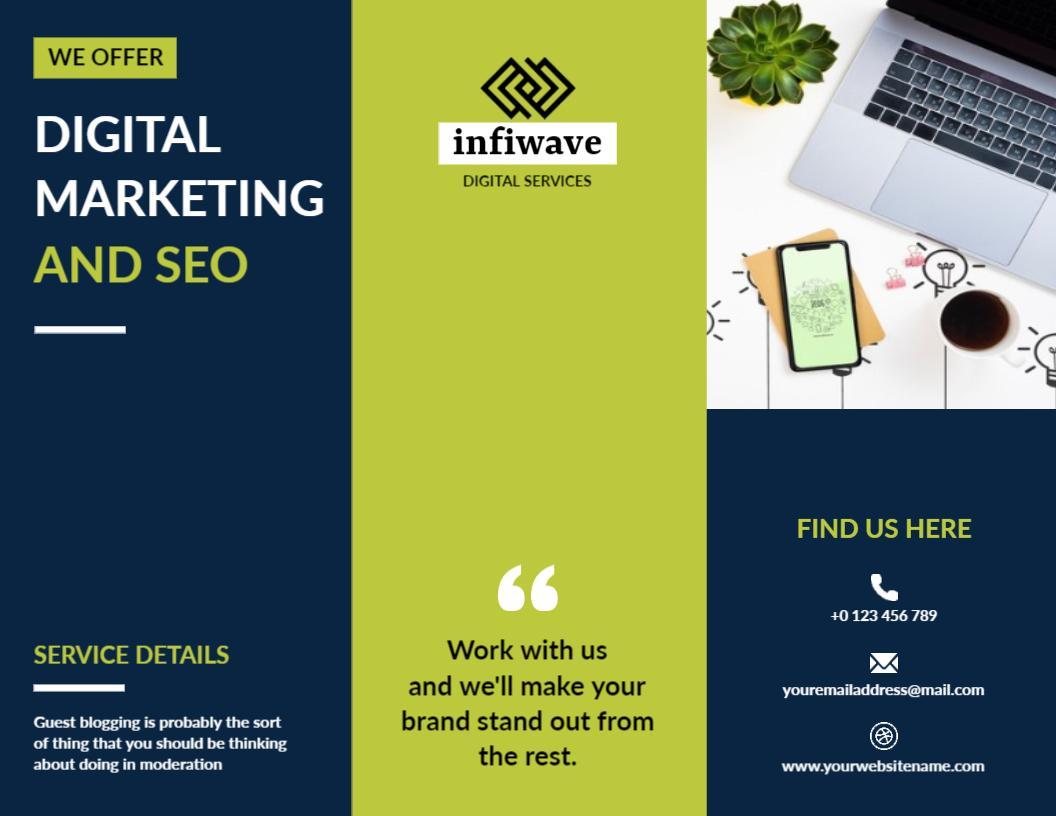 Modern Blue and Green Digital Marketing Services Brochure Template