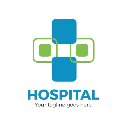 Modern Blue and Green Health Cross Design for Hospital Logo Template