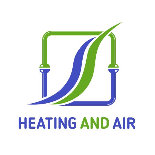 Modern Blue and Green HVAC Design for Heating and Air Logo Template